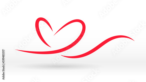 Red line motion heart wave abstract icon background