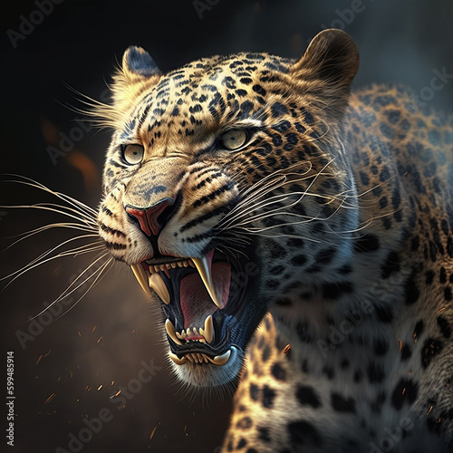 Aggressive natural fierce leopard amazon images Generative AI © MiltonKumar