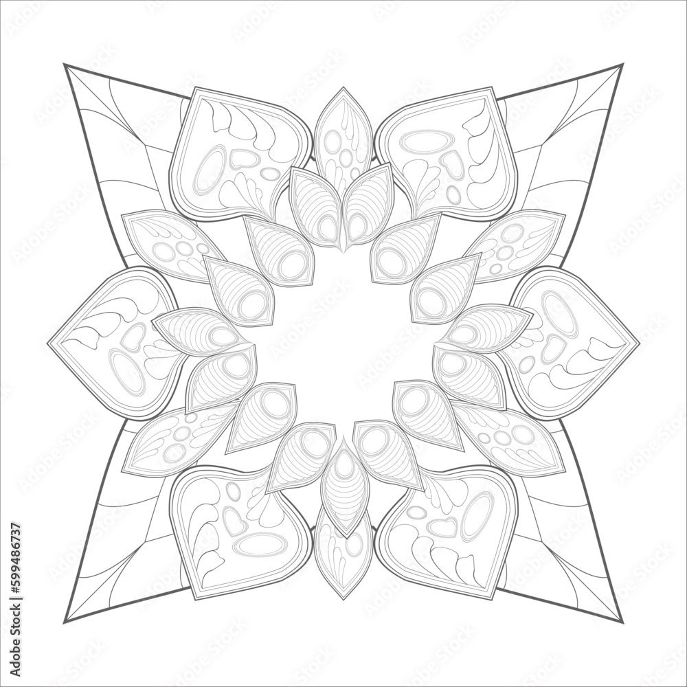 Coloring Books. Hand drawn flowers in zentangle style for t-shirt design or tattoo and coloring book
