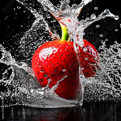 strawberry in water splash, Generated AI