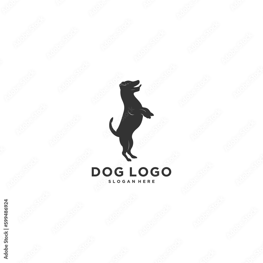 cute standing dog logo in white background cute standing dog logo in white background