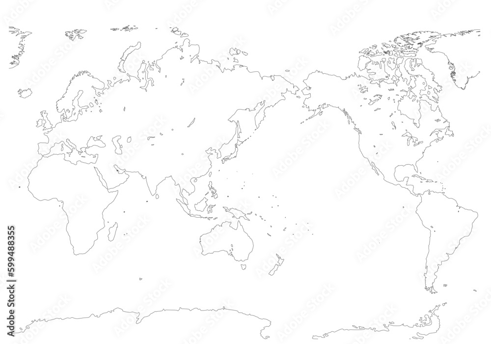 Fototapeta premium Outline World Map Illustration