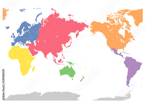 世界地図（州・大陸）色分け