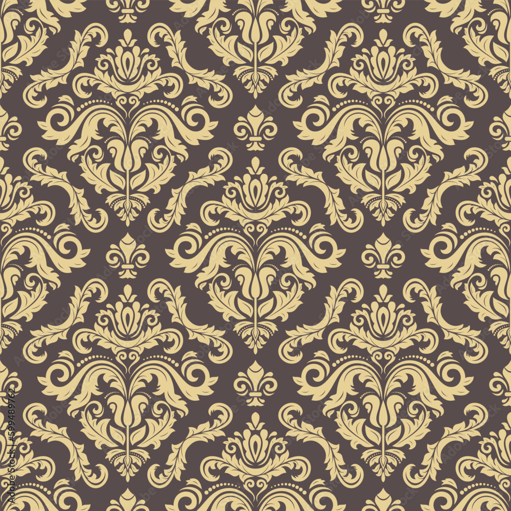 Orient vector classic brown and yellow pattern. Seamless abstract background with vintage elements. Orient pattern. Ornament for wallpapers and packaging Orient vector classic brown and yellow pattern. Seamless abstract background with vintage elements. Orient pattern. Ornament for wallpapers and packaging