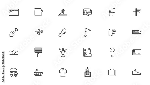 Camping Line Iocns. Travel Icon set