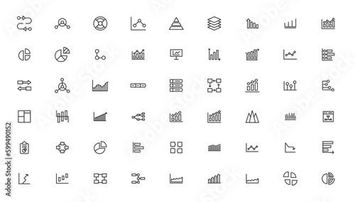 Business graphs and charts icons