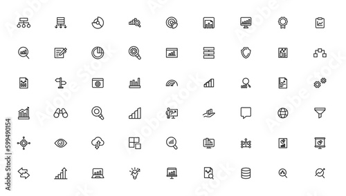 Business graphs and charts icons mega set