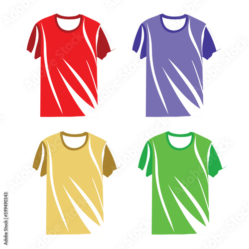 T-shirt Colorful mockup set on white background, front perspective view. Vector eps10 illustration. colorful t shirts Realistic t-shirt and shirt. White mockup isolated template, 3D blank male 