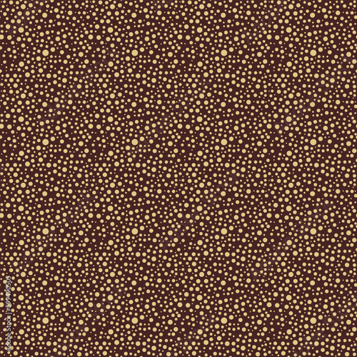 Seamless vector background with random round elements. Abstract brown and golden ornament. Seamles abstract pattern