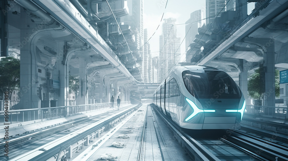 Futurism High Speed Rail Station,created with Generative AI tecnology.