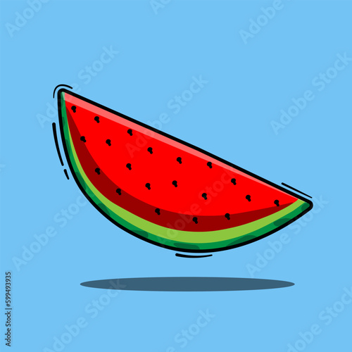 flat desain of watermelon vector illustration isolated with some color inside