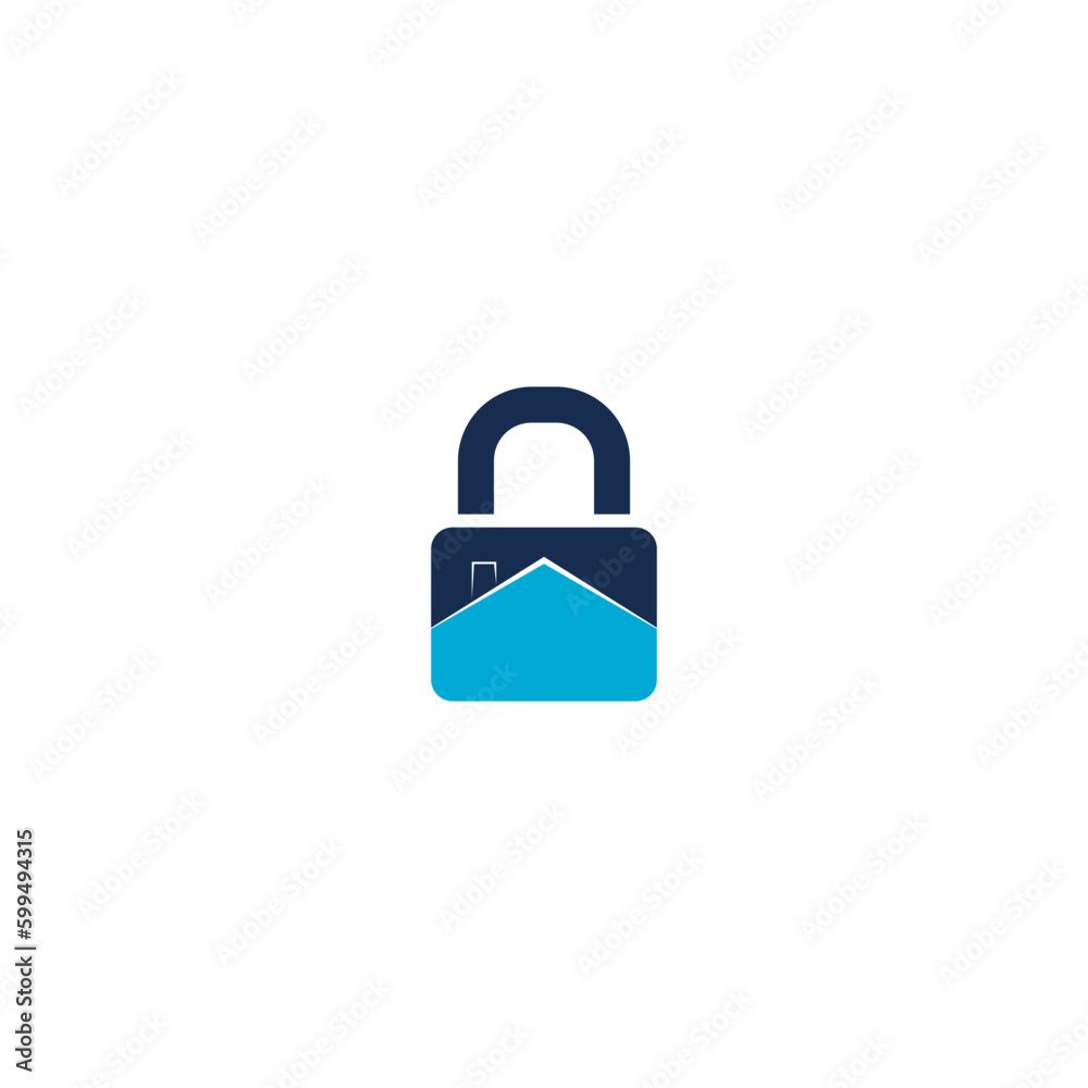 Home security logo design template. House padlock icon isolated on white background Home security logo design template. House padlock icon isolated on white background