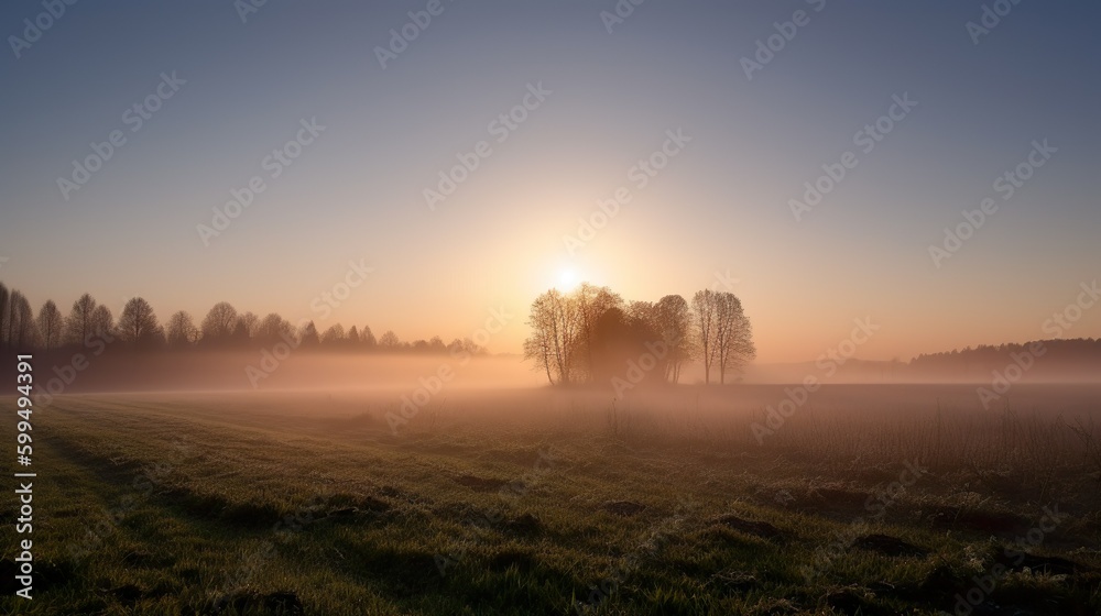 der Sonnenaufgang über den Felder, Morgenfrost, Tau, Sonnenlicht