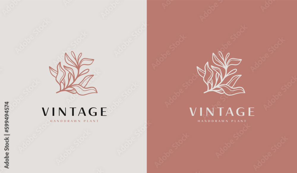 Leaf Flower Plant Handdrawn Logo Icon. Universal creative premium symbol. Vector sign icon logo template. Vector illustration