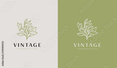 Leaf Flower Plant Handdrawn Logo Icon. Universal creative premium symbol. Vector sign icon logo template. Vector illustration