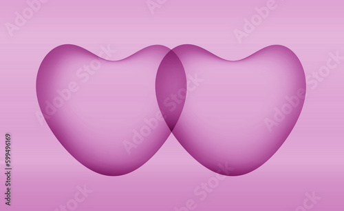 Illustration of Pair of Gradient Purple 3D Hearts photo