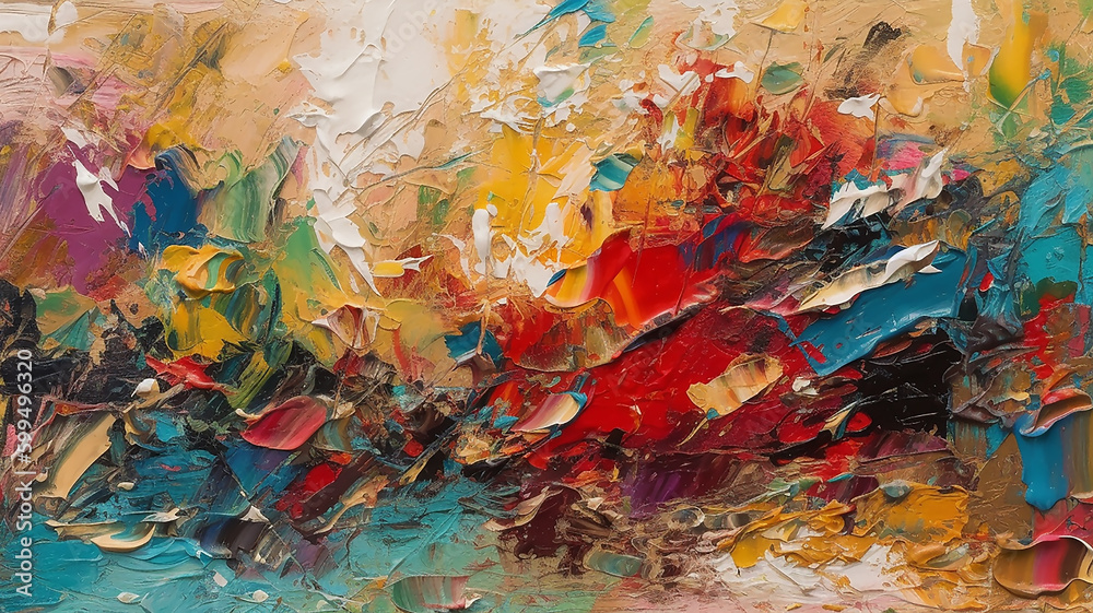 Colorful Image of an original Abstract Painting,oil on Canvas ,Texture, background. generative AI tools 
