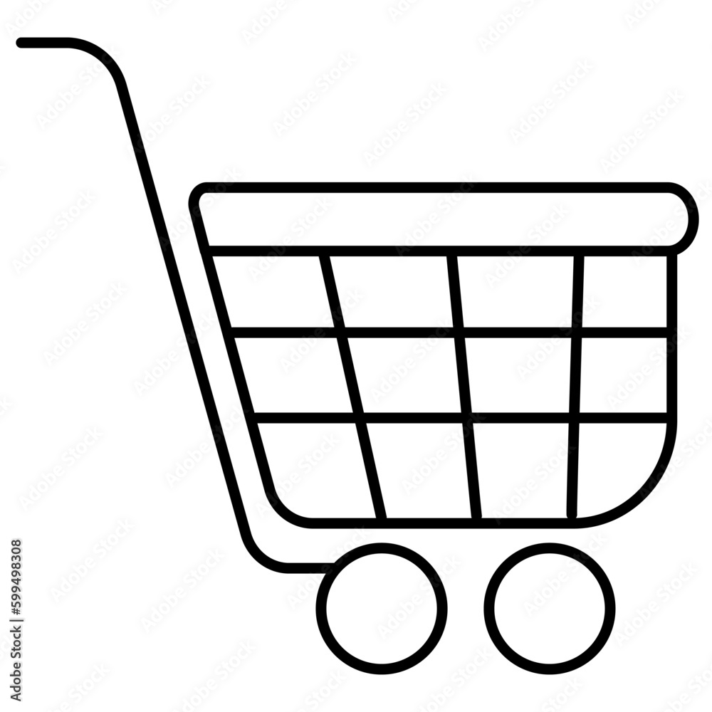 Shopping cart. Simple outline vector icon of E-commerce, supermarket, retail, etc. Pictogram with black thin lines isolated on transparent background. Line thickness editable Shopping cart. Simple outline vector icon of E-commerce, supermarket, retail, etc. Pictogram with black thin lines isolated on transparent background. Line thickness editable