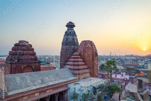 Aerial view of Shri Radha Madan Mohan Ji Temple located in Vrindavan  Uttar Pradesh  India
