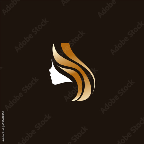 Beauty salon and hair salon vector logo template. Woman face silhouette.