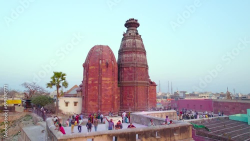 Aerial view of Shri Radha Madan Mohan Ji Temple located in Vrindavan, Uttar Pradesh, India photo