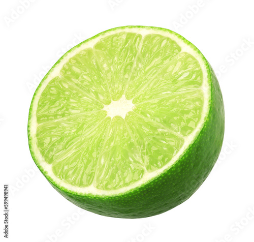 Natural fresh lime half isolated, transparent png, PNG format, cut out