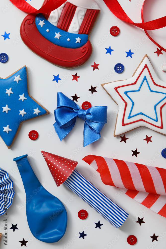 Obraz premium Composition for 4 july, Independence Day of USA, top view