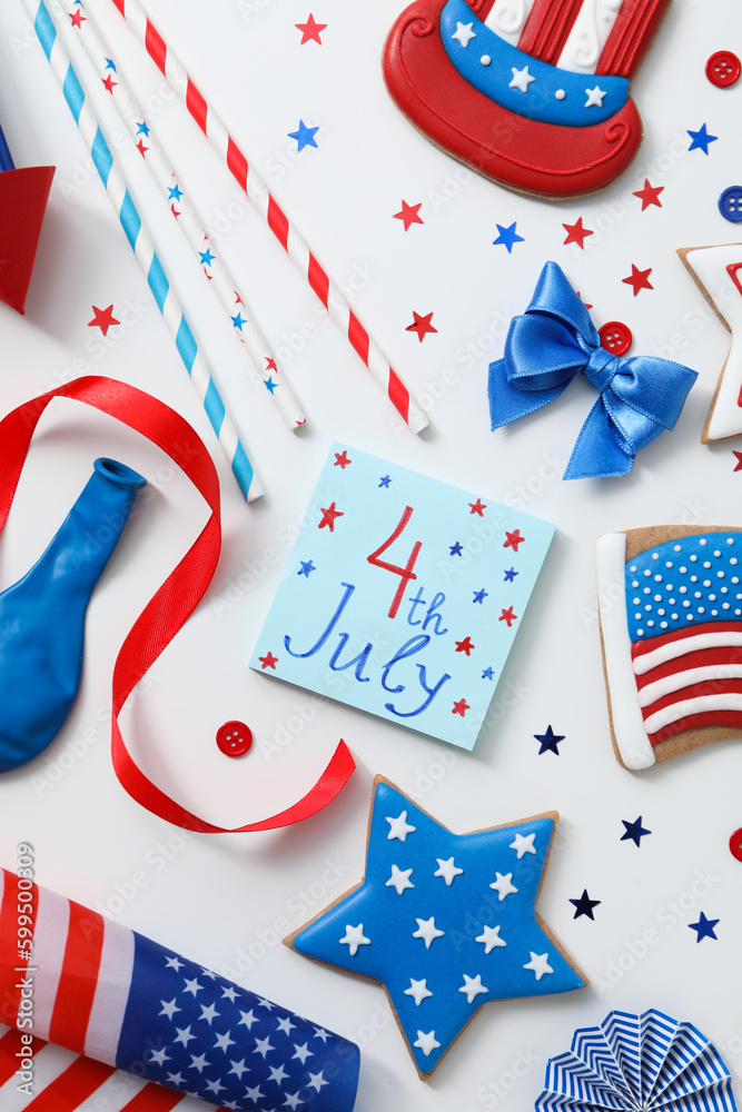 Obraz premium Composition for 4 july, Independence Day of USA, top view