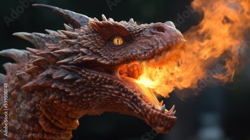 炎を吐くドラゴン：AI作品  © fumoto-lab