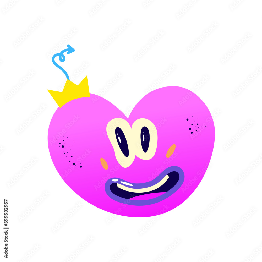 Psychedelic Character Funny Face smile. Craetive trippy character cartoon graphic. Comic funny emotions. Vector illustration Psychedelic Character Funny Face smile. Craetive trippy character cartoon graphic. Comic funny emotions. Vector illustration