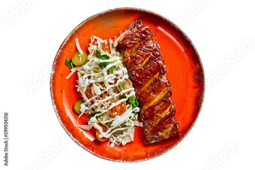 Barbecue pork ribs.  Isolated, transparent background