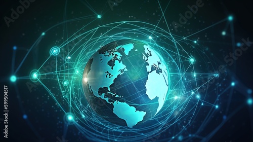concept of global networking and connections, illustration banner, copy space