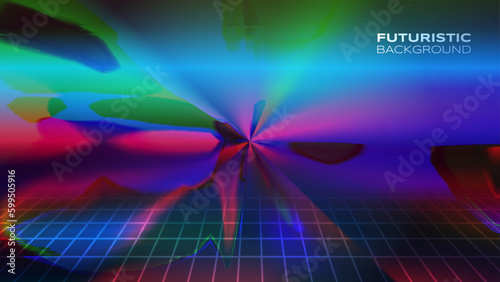 Futuristic banner design retro echo vault vibrant back to the future theme background