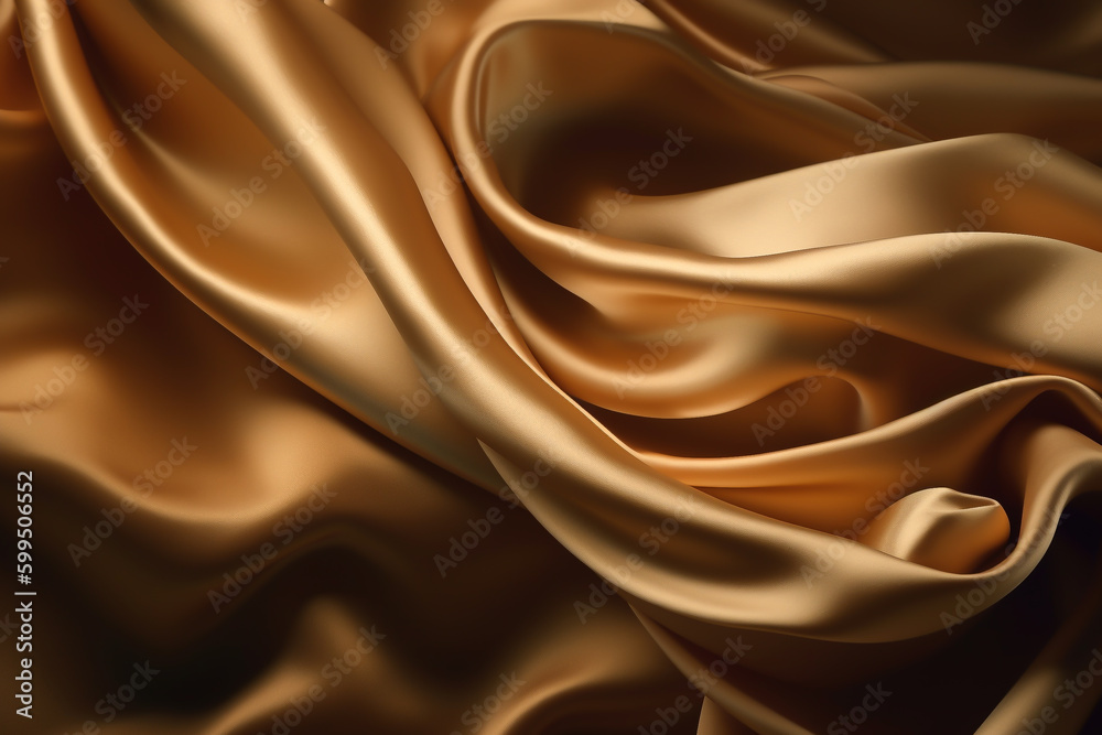 Fototapeta premium Gold fabric colored silk satin background Generative AI