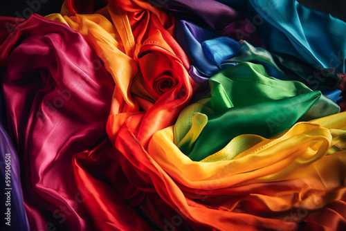 Rainbow fabric colored silk satin background Generative AI
