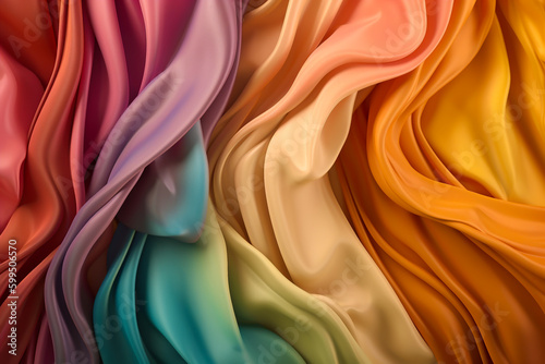 Pastel Rainbow fabric colored silk satin background Generative AI