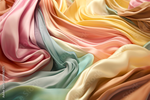 Pastel Rainbow fabric colored silk satin background Generative AI