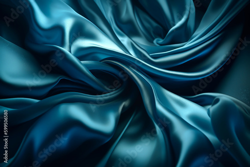 Blue fabric colored silk satin background Generative AI