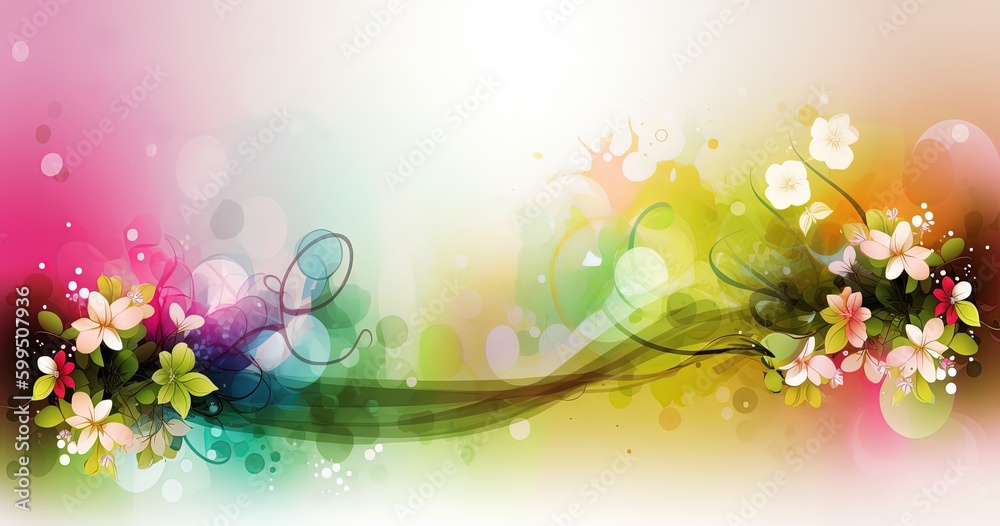 abstract background banner, gradient color with bokeh glitter glow light, flora flower light trail, Generative Ai abstract background banner, gradient color with bokeh glitter glow light, flora flower light trail, Generative Ai