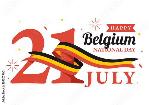 Happy Belgium Independence Day on July 21 Vector Illustration with Waving Flag Background in Flat Cartoon Hand Drawn for Landing Page Templates