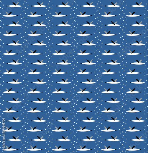 Seamless pattern of the flying fishes