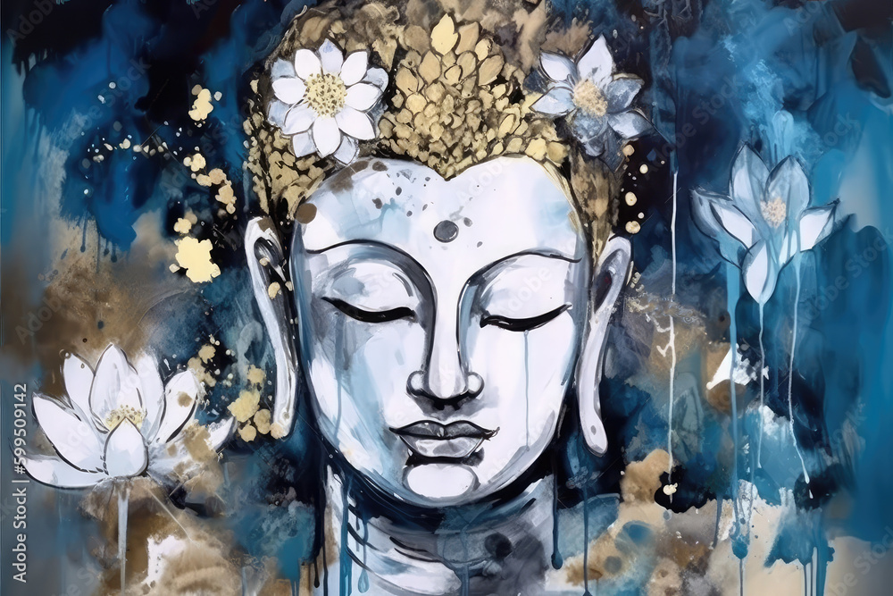 A painting of buddha and lotuses, generative AI