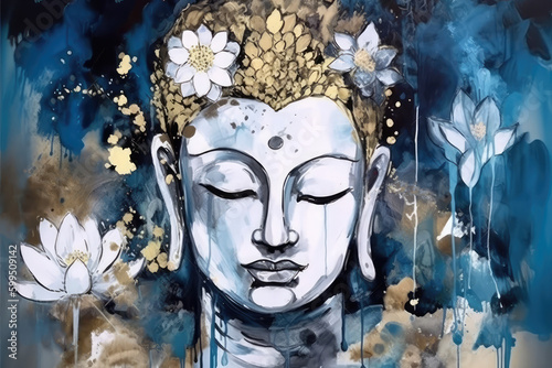 A painting of buddha and lotuses, generative AI
