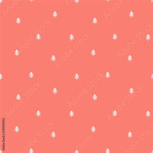 Pink seamless pattern with tiny trees