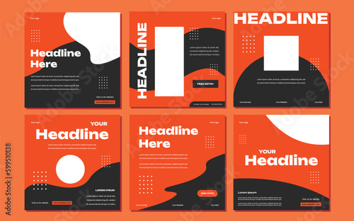 Set of Editable minimal square banner template. Suitable for social media post and web internet ads. Vector illustration with photo college