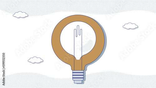 アイデアのひらめきを表現した電球のアイコン