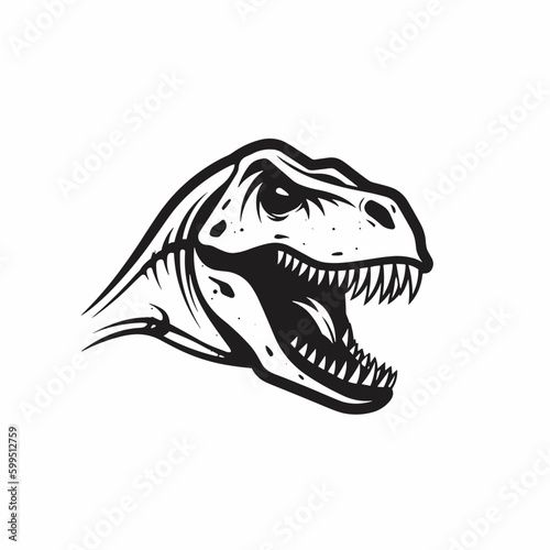 t-rex dinosaur raptor logo  grayscale black and white monochromatic  vector art  simple and minimalistic tattoo design