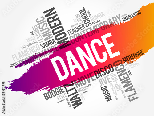 Dance word cloud collage, concept background