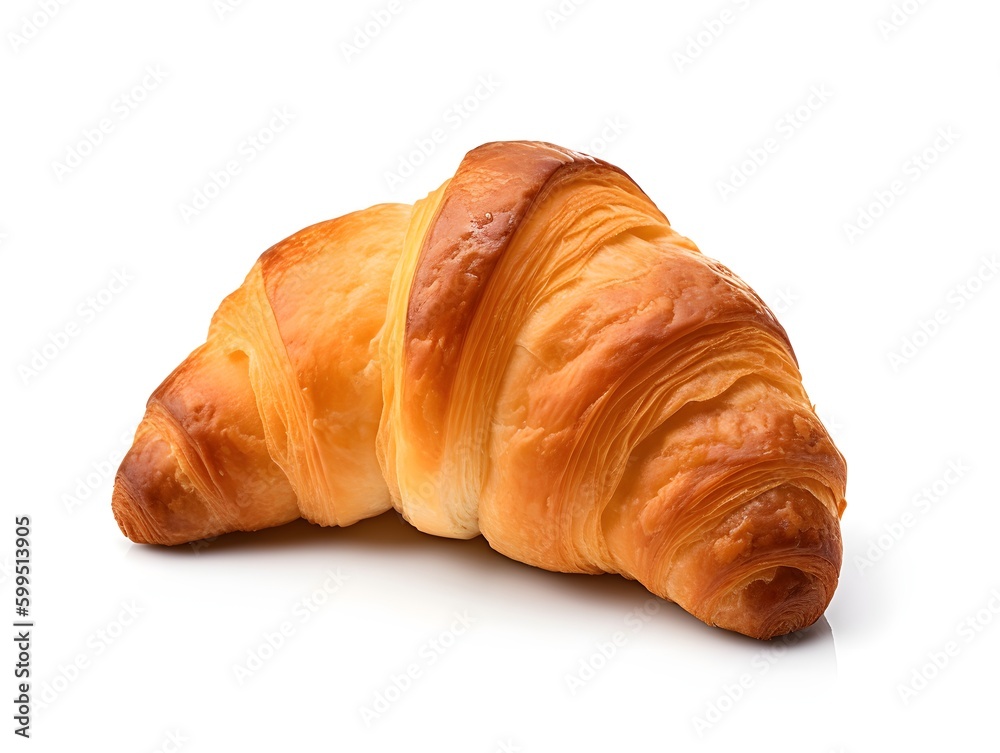 Fresh croissant isolated on white background.