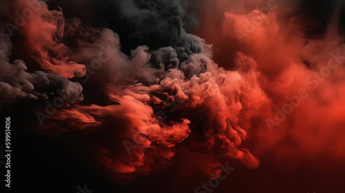 red sky, fire cloud smoke texture, black dark background, horror wallpaper poster design